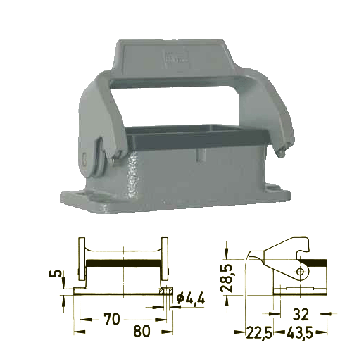 Harting 09 30 006 0301 Harting Anbaugehäuse Baugröße 6 B