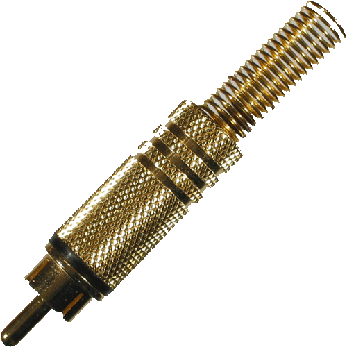   Cinchstecker, metall, vergoldet, schwarzer Kennring