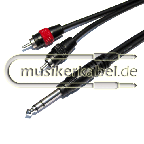Schulz Kabel RCA 13 Klinkenstecker 6,3mm stereo - 2x Cinchstecker, 3m