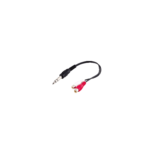 Adapter Klinkenstecker 6,3mm stereo an 2x Cinchkupplung, 0,2m Kabel