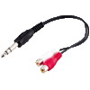 Adapter Klinkenstecker 6,3mm stereo an 2x Cinchkupplung, 0,2m Kabel