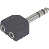   Adapter Klinkenstecker 6,3mm stereo an 2x Klinkenbuchse 3,5mm mono