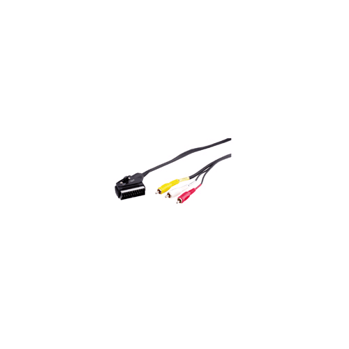   Scartstecker an 3x Cinch (2x Ton, Video) mit Umschalter, 5m