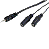 Klinkenstecker 3,5mm stereo an 2x Klinkenkupplung 3,5mm mono, 0,2m