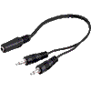 2x Klinkenstecker 3,5mm mono an Klinkenkupl. 3,5mm stereo, 0,2m