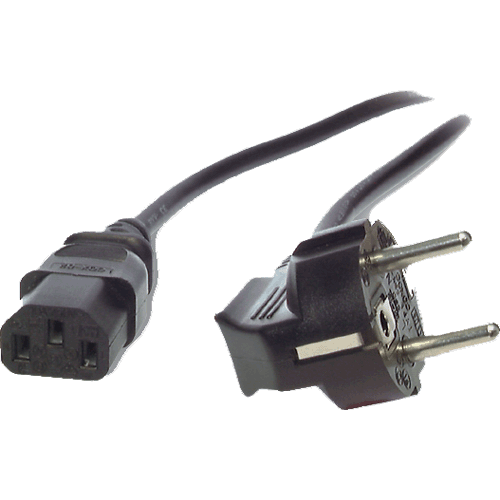 Netzkabel Winkel-Schukostecker an Kaltgerätekupplung 0,25m schwarz