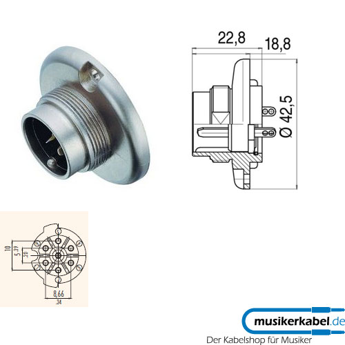 Binder 09-0043-00-07 Binder Rundsteckverbinder Serie 691 Flanschstecker 7pol. male