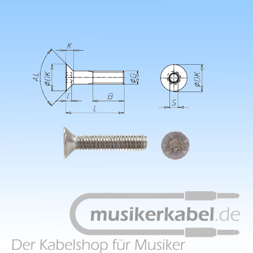  DIN 7991 8.8 M3  8 DIN 7991 Senkschraube Innensechskant 8.8 M3x8 schwarz verzinkt