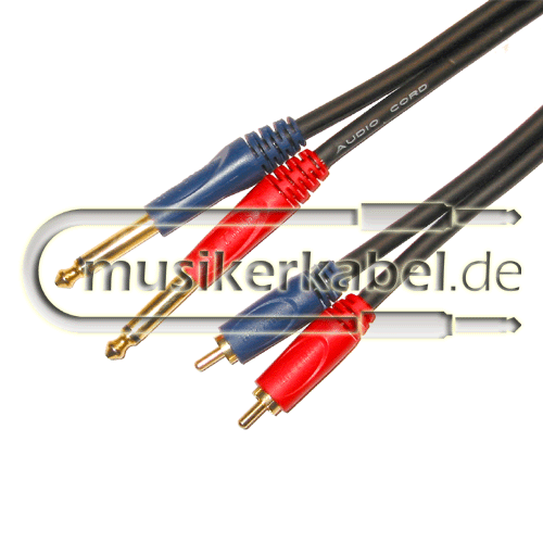 Schulz Kabel GRCA 45 2x Cinchstecker - 2x Klinkenstecker 6,3mm mono (verg.) 1m