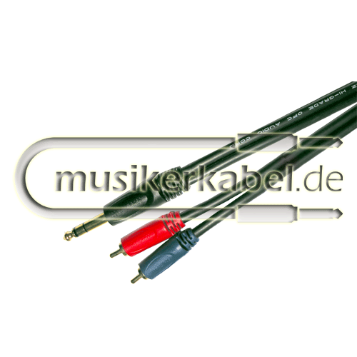 Schulz Kabel GRCA 43 Schulz Klinke 6,3mm stereo an 2x Cinch 2m, vergoldete Kontakte