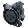 Neutrik NC3FBH2-B Neutrik XLR-Buchse B-Serie 3pol female horizontal, Massepin, Kontakte vergoldet, Gehäuse schwarz