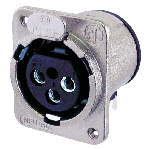 Neutrik NC3FDM3-H Neutrik XLR-Buchse D-Serie 3pol female nickel, Kontakte versilbert, horizontal, M3