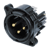 Neutrik NC3MBV-B Neutrik XLR-Buchse B-Serie 3pol male vertikal, Kontakte vergoldet, Gehäuse schwarz
