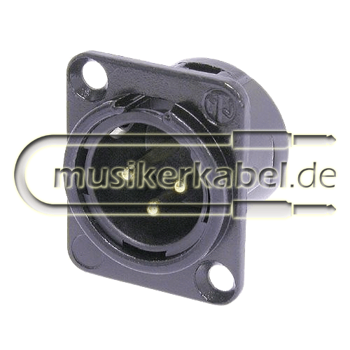 Neutrik NC3MD-L-B-1 Neutrik XLR-Buchse DL-Serie 3pol male schwarz, Kontakte vergoldet, löt