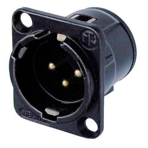 Neutrik NC3MD-V-BAG Neutrik XLR-Buchse D-Serie 3pol male schwarz, Kontakte versilbert, vertikal