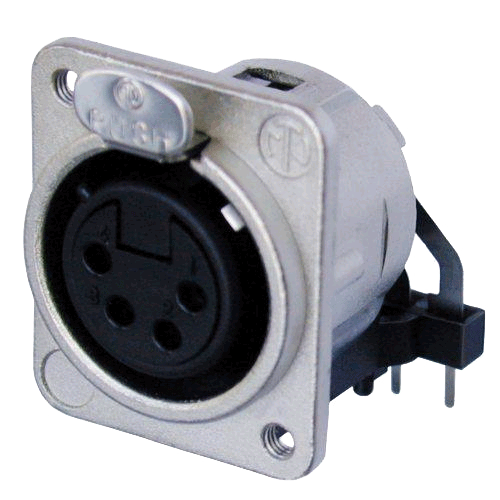 Neutrik NC4FDM3-H Neutrik XLR-Buchse DL-Serie 4pol female nickel, Kontakte versilbert, horizontal, M3