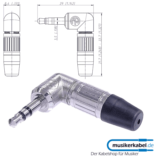 Neutrik NTP3RC Neutrik Klinkenstecker 3,5mm stereo, gewinkelt