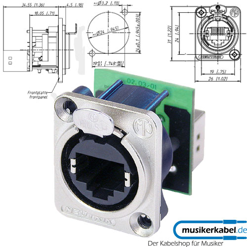 Neutrik NE8FDP Neutrik etherCON RJ45 Durchgangsbuchse D-Serie nickel