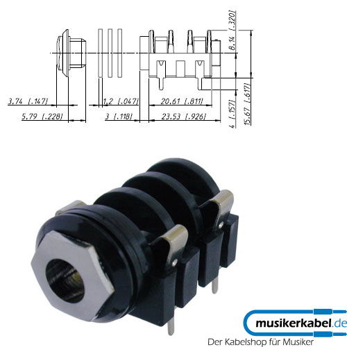 Neutrik NMJ4HCD2 Neutrik Klinkenbuchse M-Serie mono geschaltet horizontal Chromgewinde Printmontage