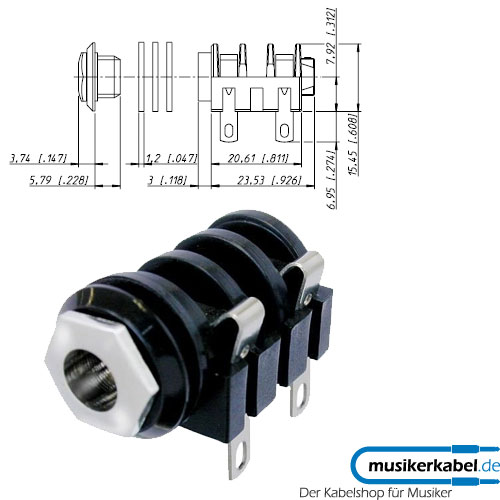 Neutrik NMJ4HC-S Neutrik Klinkenbuchse M-Serie mono geschaltet horizontal Chromgewinde Lötanschluß