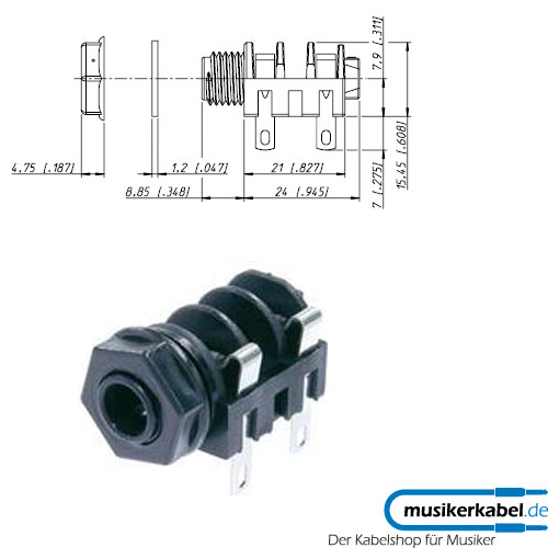 Neutrik NMJ4HF-S Neutrik Klinkenbuchse M-Serie mono geschaltet horizontal Vollgewinde Lötanschluß