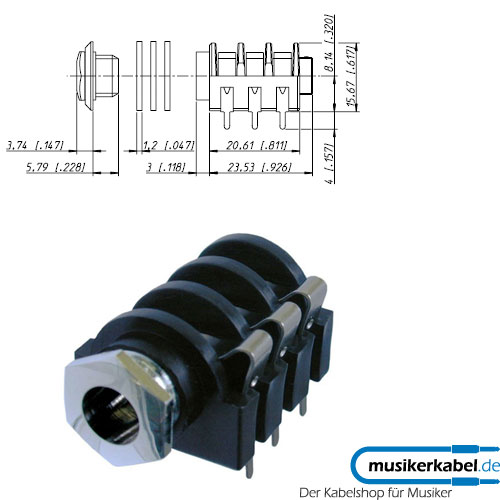 Neutrik NMJ6HCD2 Neutrik Klinkenbuchse M-Serie stereo geschaltet horizontal Chromgewinde Printmontage