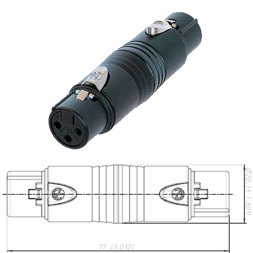 Neutrik NA3FF-B Neutrik Adapter rund XLR female - XLR female schwarz