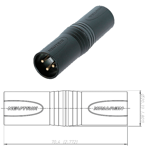 Neutrik NA3MM-B Neutrik Adapter rund XLR male - XLR male schwarz