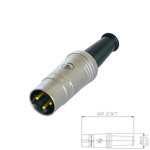 Rean NYS321G Rean DIN-Stecker 3polig, vergoldete Kontakte