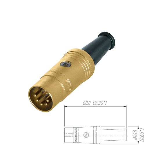 Rean NYS322AG Rean DIN-Stecker 5polig, vergoldete Kontakte, vergoldete Gehäuse