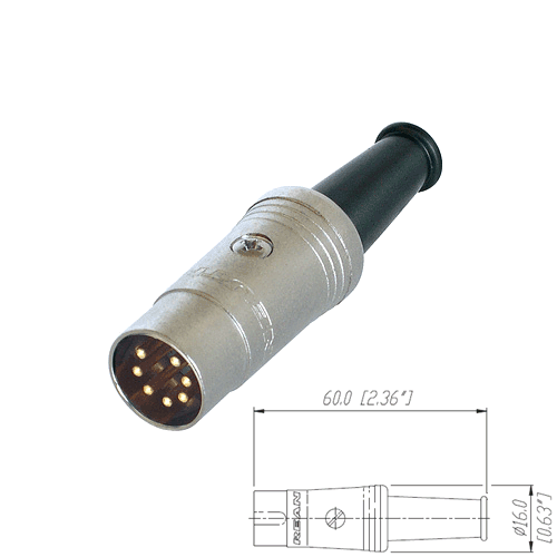 Rean NYS323G Rean DIN-Stecker 7polig, vergoldete Kontakte