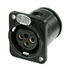 Neutrik NC3FDM3-V-B Neutrik XLR-Buchse D-Serie 3pol female schwarz, Kontakte vergoldet, vertikal, M3