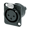 Neutrik NC3FD-S-1-B Neutrik XLR-Buchse DL-Serie 3pol female schwarz, Kontakte vergoldet, schraub