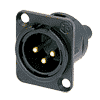 Neutrik NC3MD-S-1-B Neutrik XLR-Buchse DL-Serie 3pol male schwarz, Kontakte vergoldet, schraub