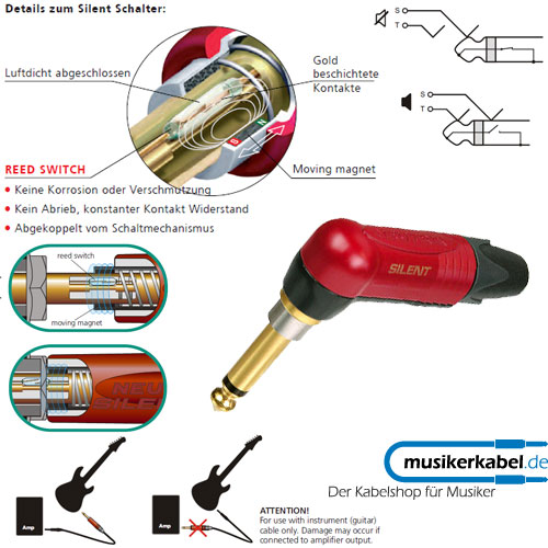 Neutrik NP2RX-AU-SILENT Neutrik Klinkenstecker silentPLUG PRX gewinkelt