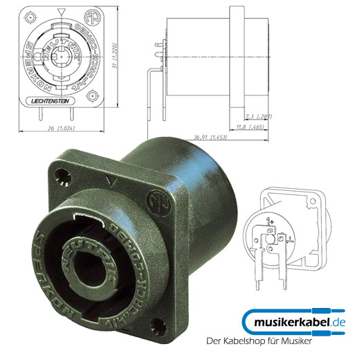 Neutrik NLJ2MD-H Neutrik SpeakON Combo D-Serie printmontage horizontal