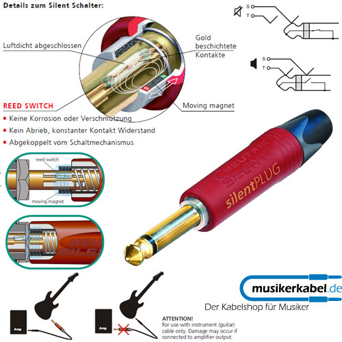 Neutrik NP2X-AU-SILENT Neutrik Klinkenstecker silentPLUG PX