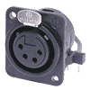 Neutrik NC4FDM3-H-BAG Neutrik XLR-Buchse DL-Serie 4pol female schwarz, Kontakte versilbert, horizontal, M3