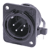 Neutrik NC4MDM3-H-BAG Neutrik XLR-Buchse DL-Serie 4pol male schwarz, Kontakte versilbert, horizontal, M3