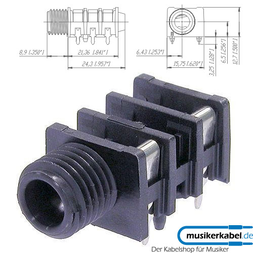 Neutrik NRJ3HF-1 Neutrik Klinkenbuchse 6,3mm stereo horizontal Vollgewinde geerdet