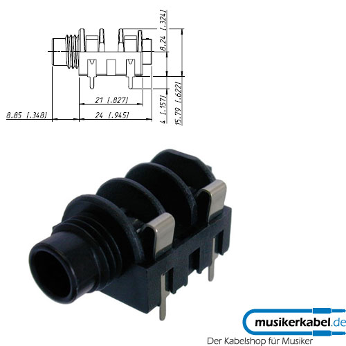 Neutrik NMJ4HHD2 Neutrik Klinkenbuchse M-Serie mono geschaltet horizontal abgesetztes Gewinde Printmontage