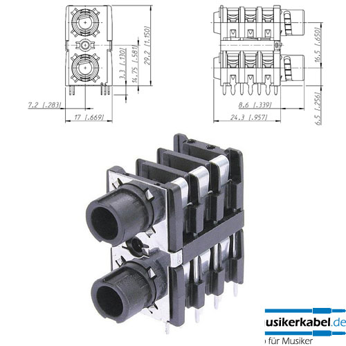 Neutrik NSJ12HL Neutrik Dual Klinkenbuchse 6,3mm stereo Bajonett-Mutter