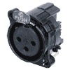 Neutrik NC3FBHL1-B Neutrik XLR-Buchse B-Serie 3pol female links, Kontakte vergoldet, Gehäuse schwarz 