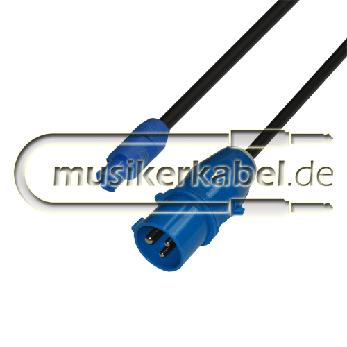 Musikerkabel.de R000018 CEE 230V 16A an PowerCon Typ A blau H07RN-F 3x 1,5qmm 10,0m