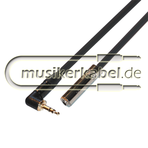 Musikerkabel.de R000057 Klinke 3,5mm stereo gewinkelt an Klinkenkupplung 3,5mm stereo Neutrik 1,5m