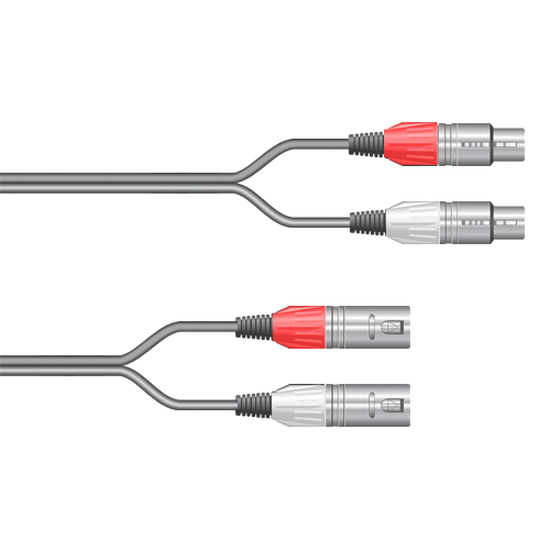 Musikerkabel.de R000089 Stereokabel 2x XLR female - 2x XLR male 0,5m