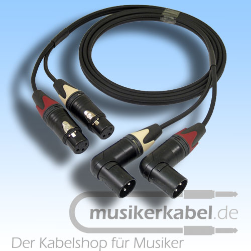 Musikerkabel.de R000094 Stereokabel 2x XLR female - 2x XLR male gewinkelt 0,5m