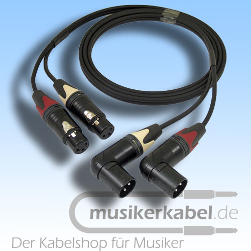 Musikerkabel.de R000095 Stereokabel 2x XLR female - 2x XLR male gewinkelt 1,0m