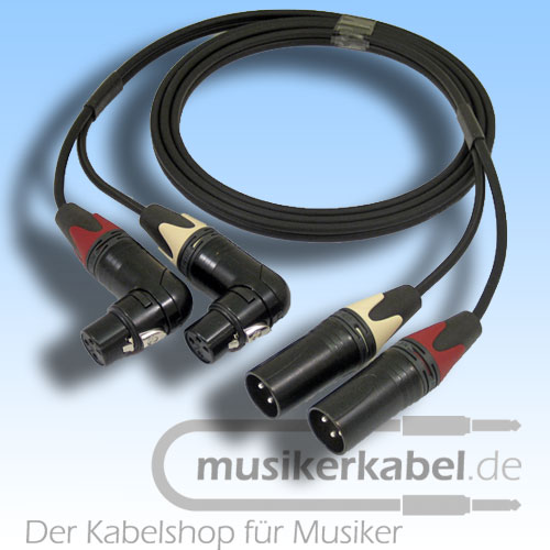 Musikerkabel.de R000099 Stereokabel 2x XLR female gewinkelt - 2x XLR male 0,5m