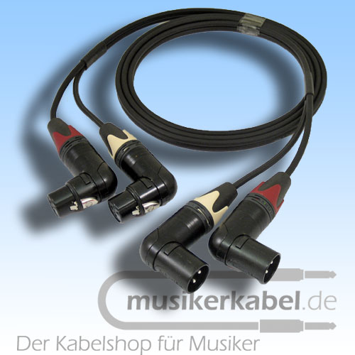 Musikerkabel.de R000104 Stereokabel 2x XLR fem. gewinkelt - 2x XLR male gewinkelt 0,5m